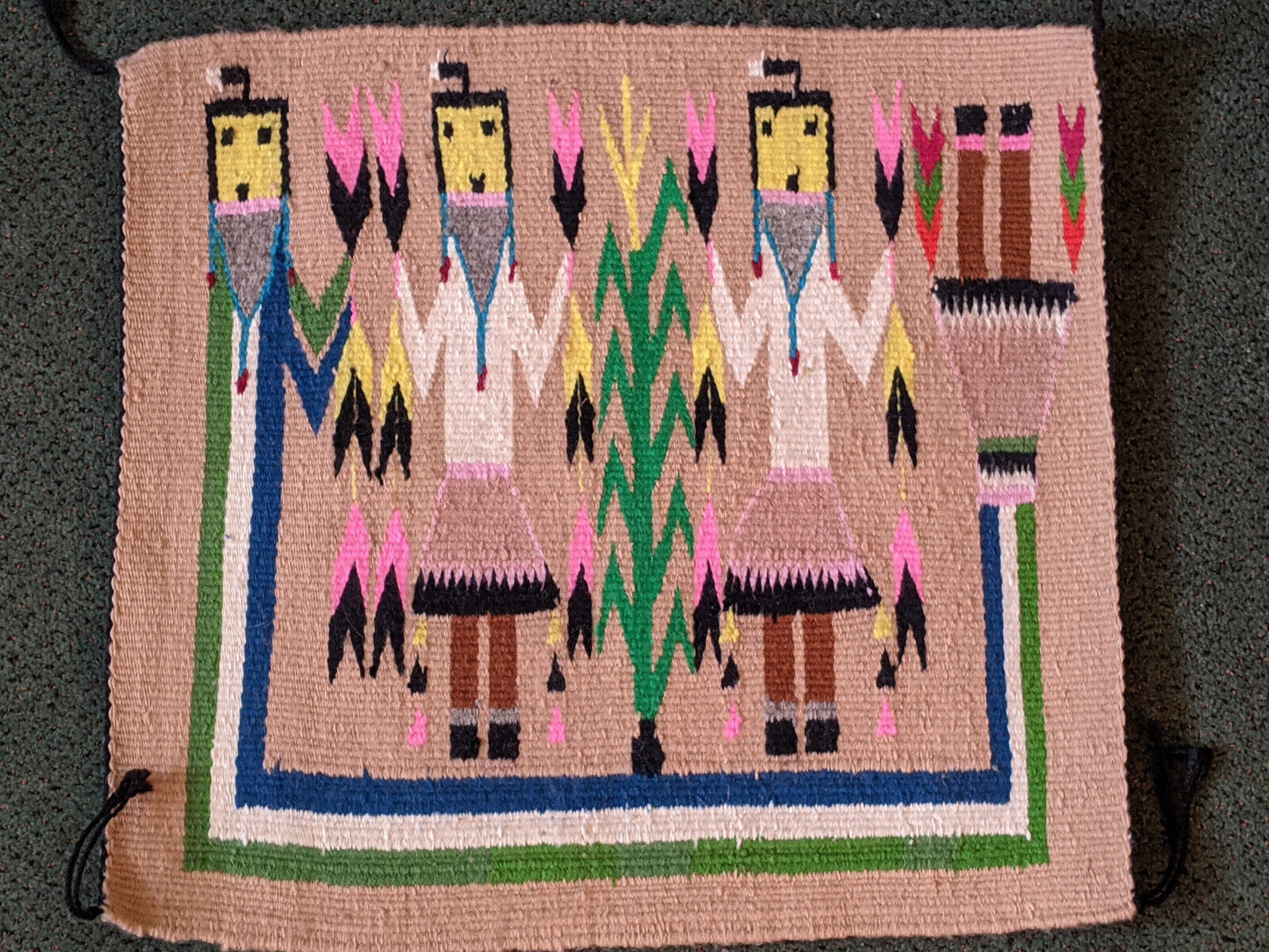 Antique Navajo Yei Bi Chei Corn Women Rug