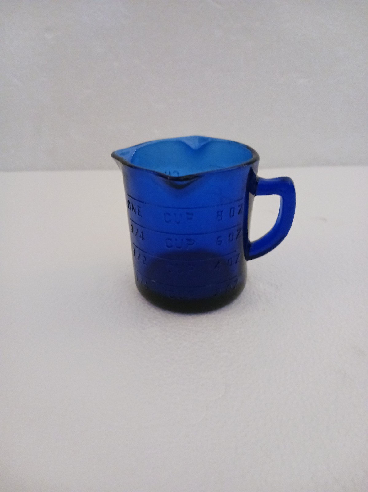 Vintage Cobalt Blue Glass 3 Spout Measuring Cup 8 oz.