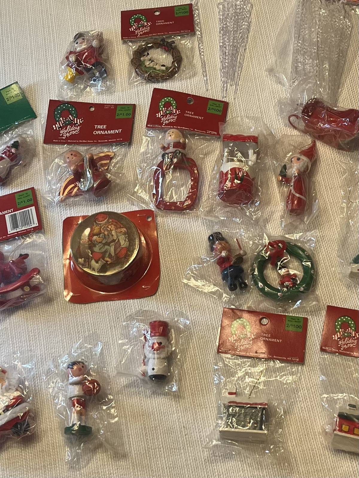 Vintage Christmas Lot of 30 (Mostly Wooden) Ornaments Most New in Package 