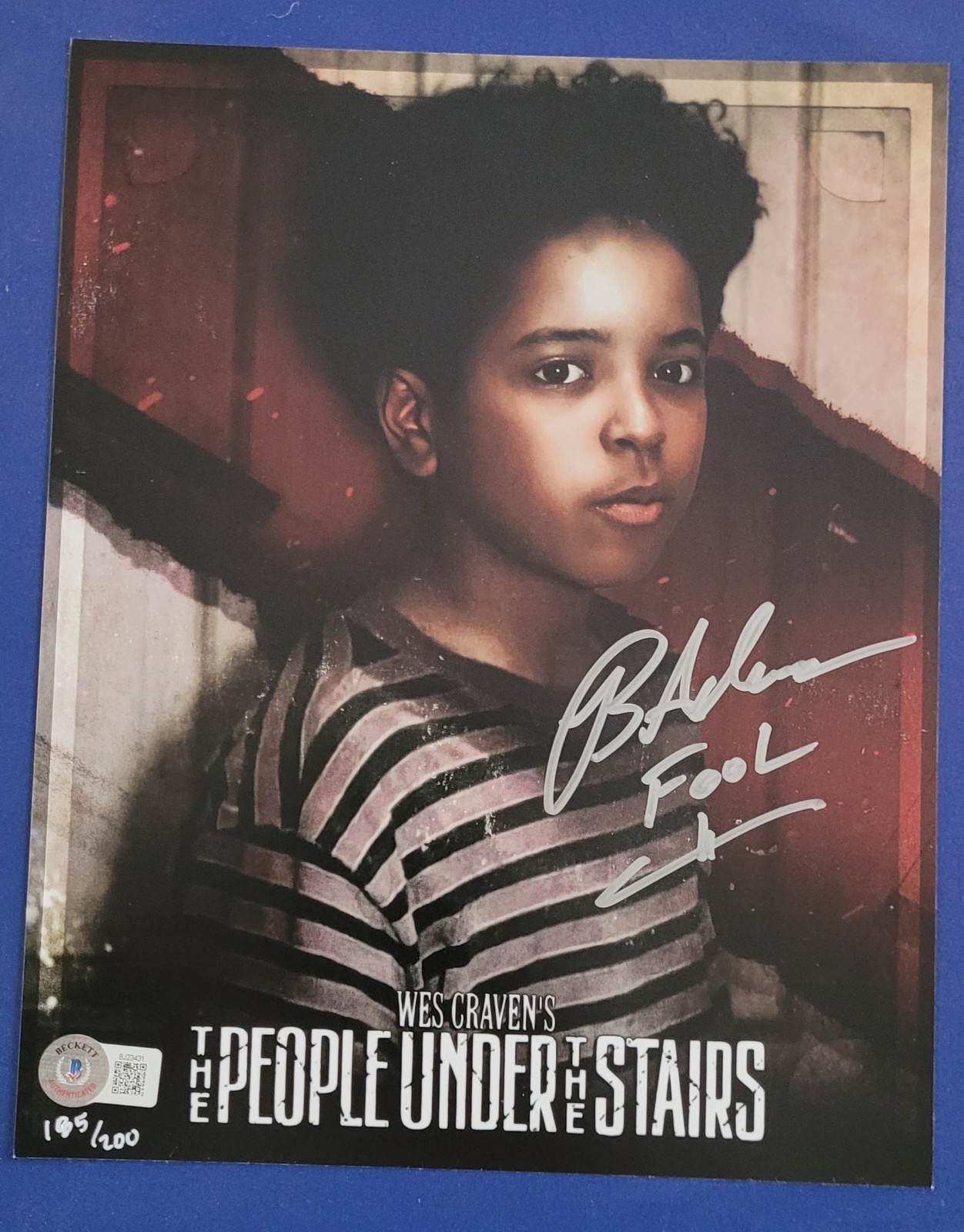 BRANDON QUINTIN ADAMS SIGNED 8 X 10 PEOPLE UNDER THE STAIRS BECKETT 185/200