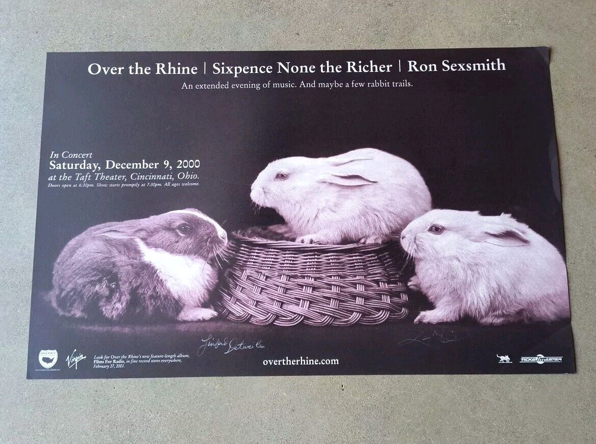 Over the Rhine Sixpence None the Richer Ron Sexsmith SIGNED Tour Poster Rabbits