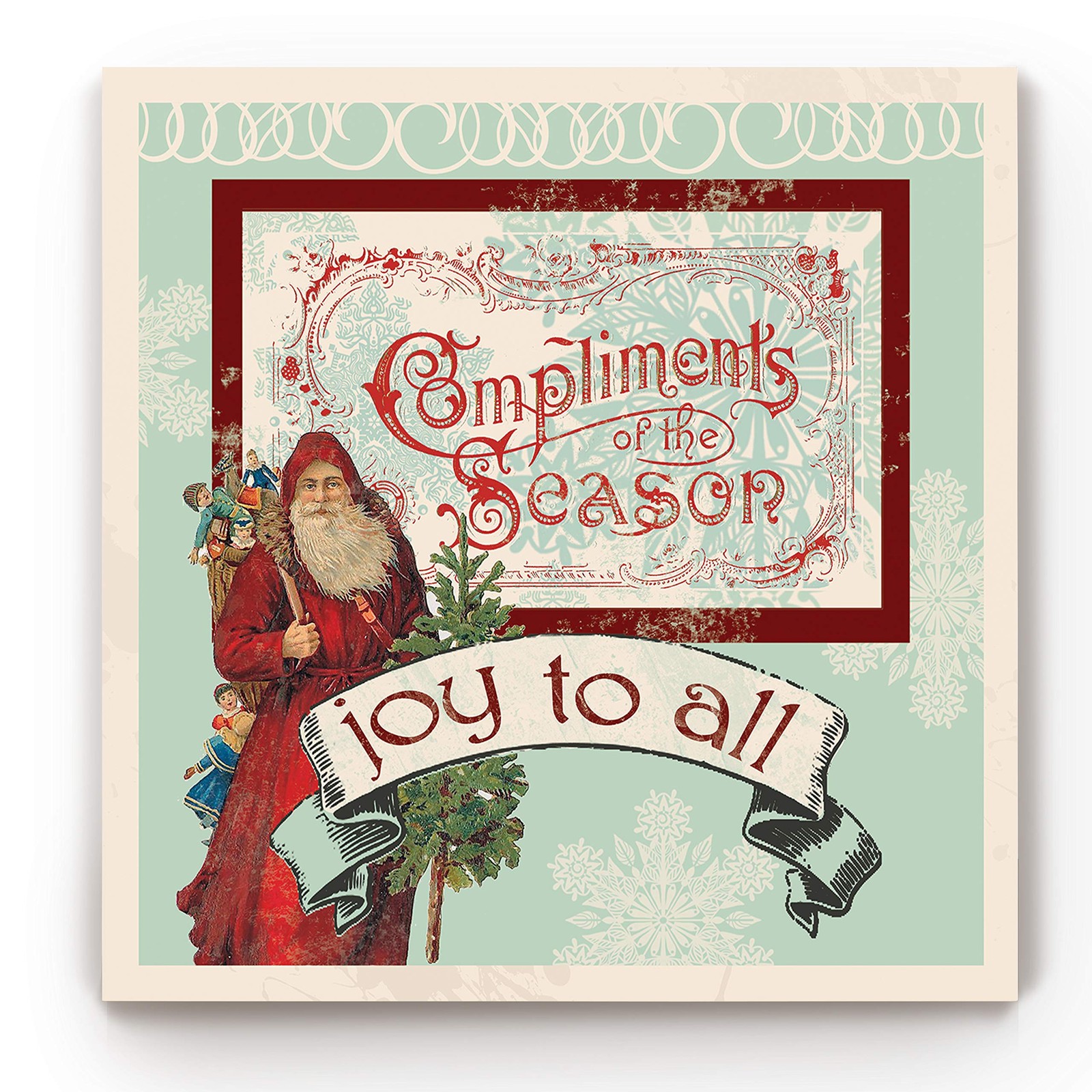 Renditions Gallery WC24-IHXMAS87-R Retro: Joy Wrapped Canvas Christmas Art 40x40