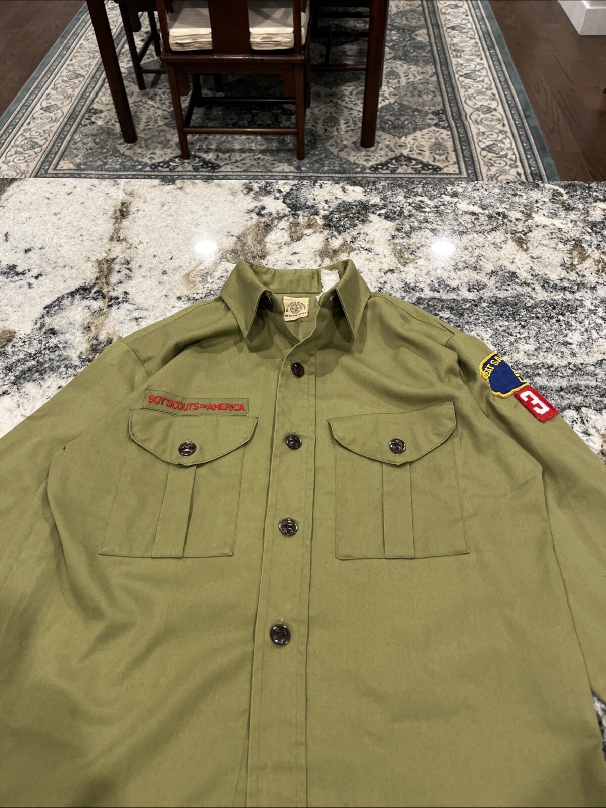 Vintage 1940’s -1960s Boy Scouts of America  Uniform Shirt Green Youth 🔥
