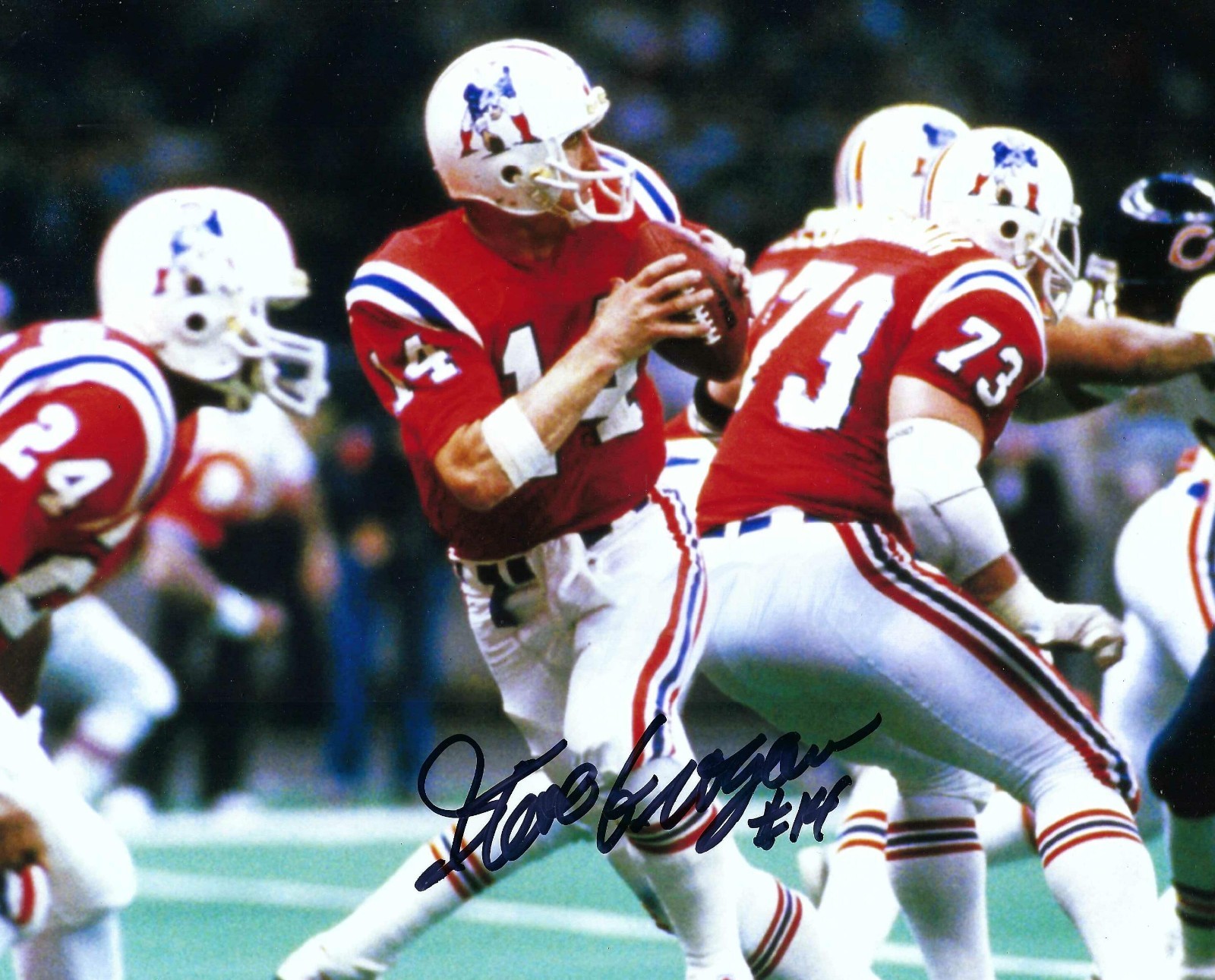 New England Patriots Quarterback Steve Grogan Signed Autographed 8x10 Photograph