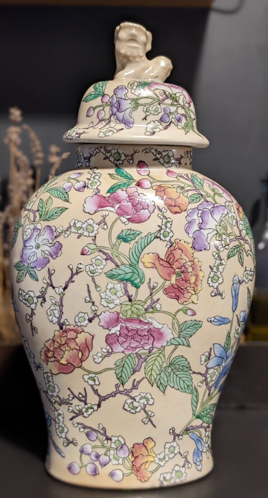 Frederick Cooper Vintage Ceramic Porcelain Floral Painted Asian Urn Jug Vase