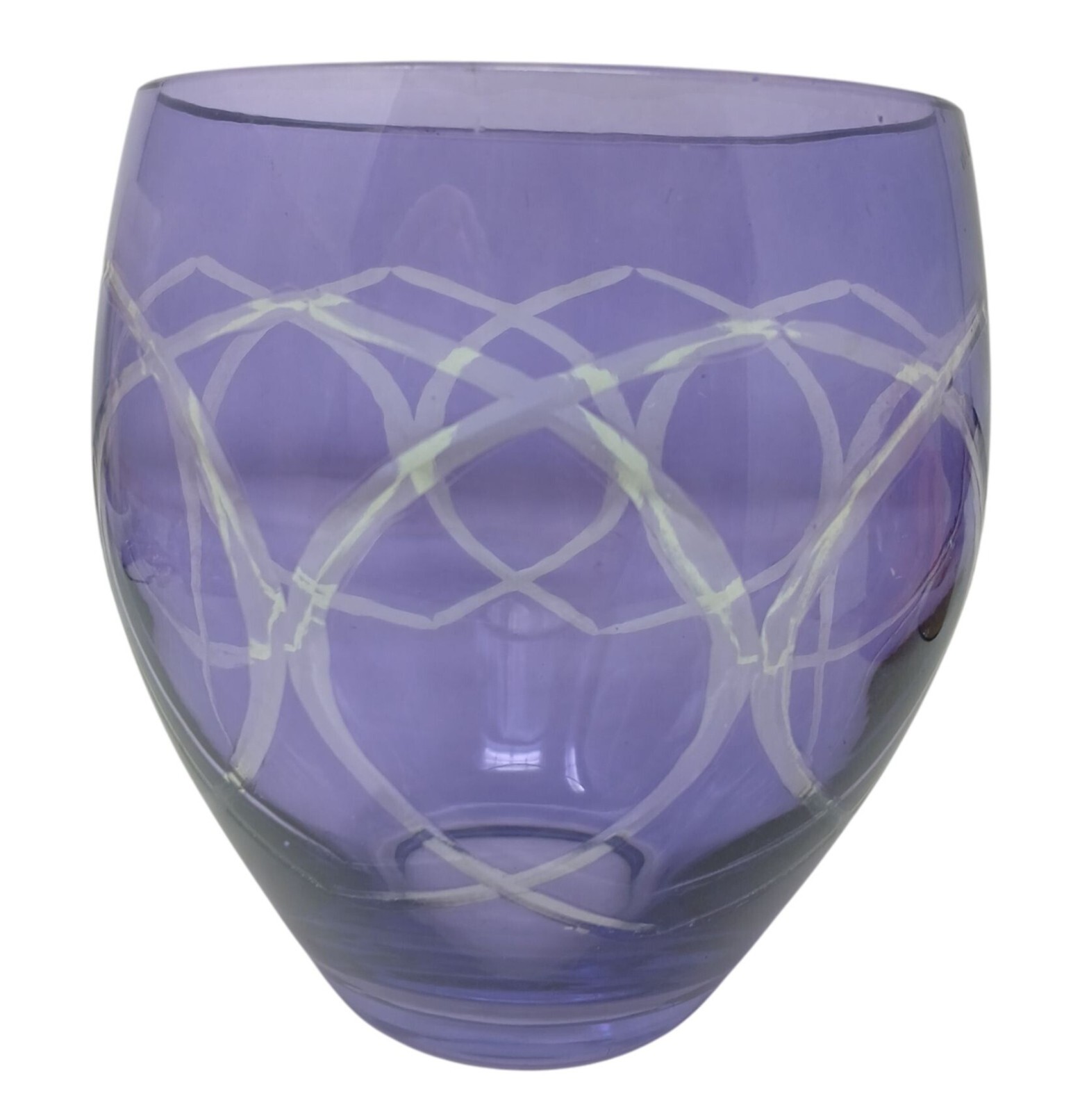 Amethyst Purple Glass Flashed Etched Glass Bowl Vase 4.75\