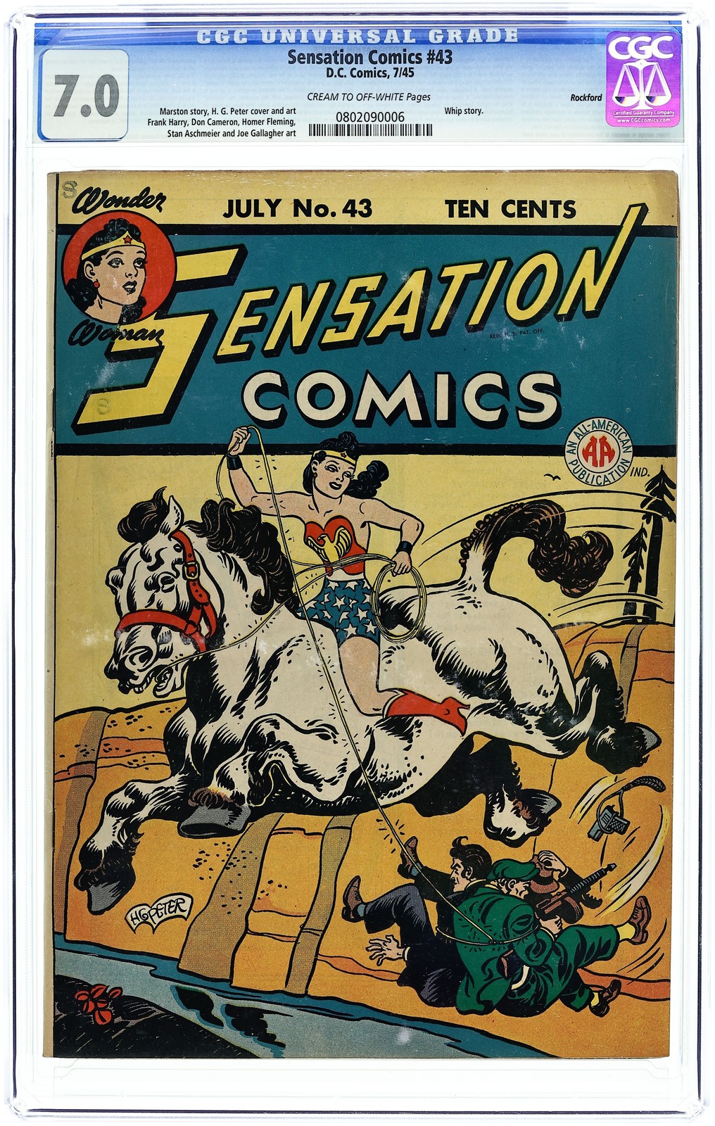 Sensation Comics #43 CGC 7.0 Rockford 1945 0802090006