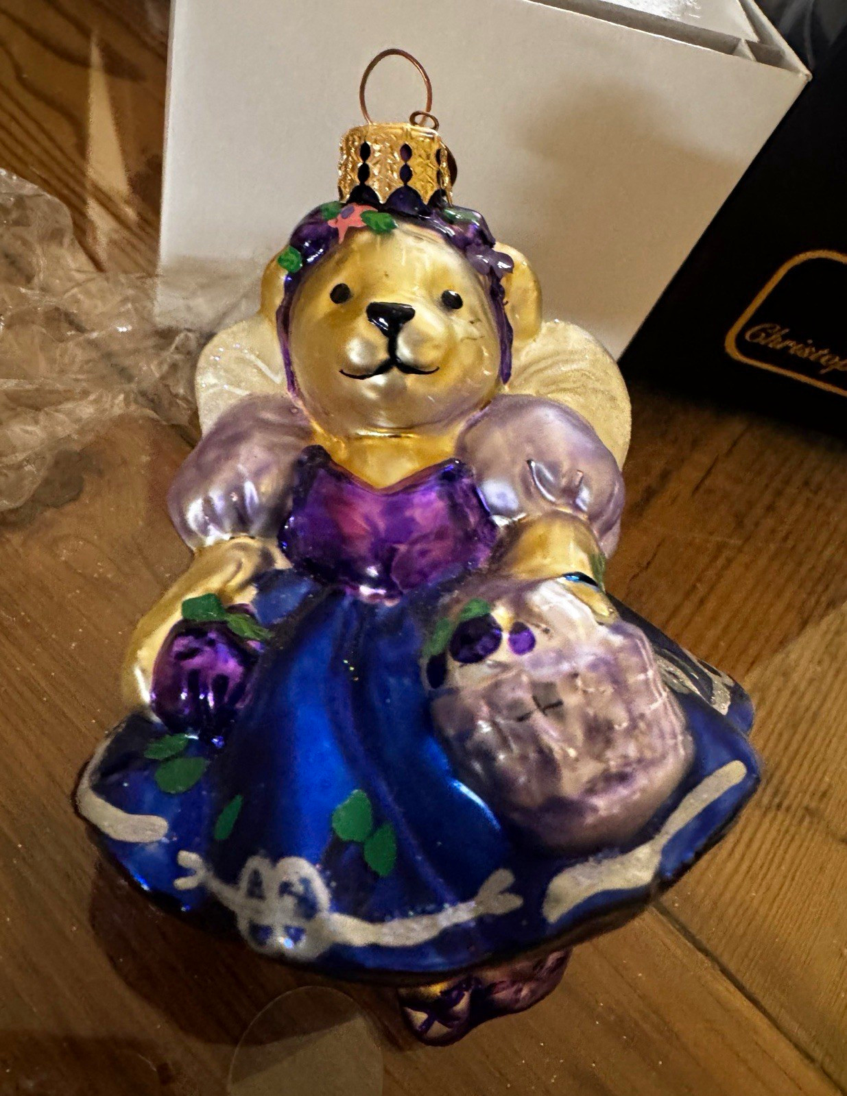 NWT Christopher Radko Muffy VanderBear Plum Fairy Glass Bear Angel Ornament NWT Christopher Radko Muffy VanderBear Plum Fairy Glass Bear Angel Ornament