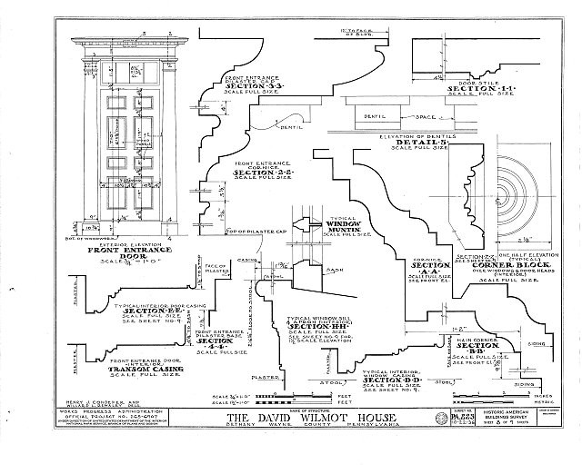 Photo:Bethany PA David Wilmot House 1900s architectural detail plans HABS
