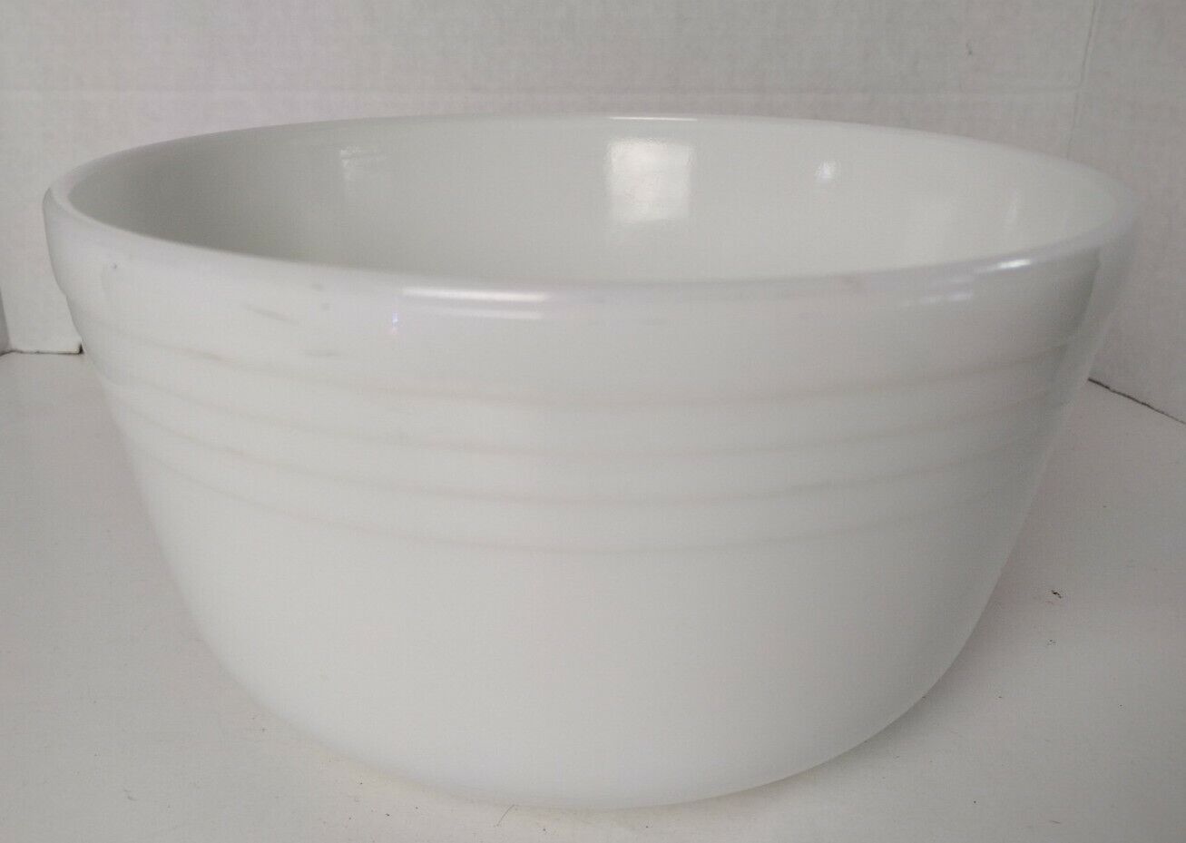 Vintage PYREX White Milk Glass HAMILTON BEACH Mixing Bowl #1 Ribbed 1940\'s USA