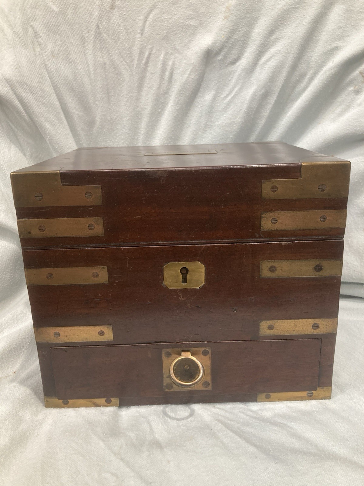 ANTIQUE 1850 APOTHECARY CABINET MEDICINE CHEST JARS Military Campaign Rare