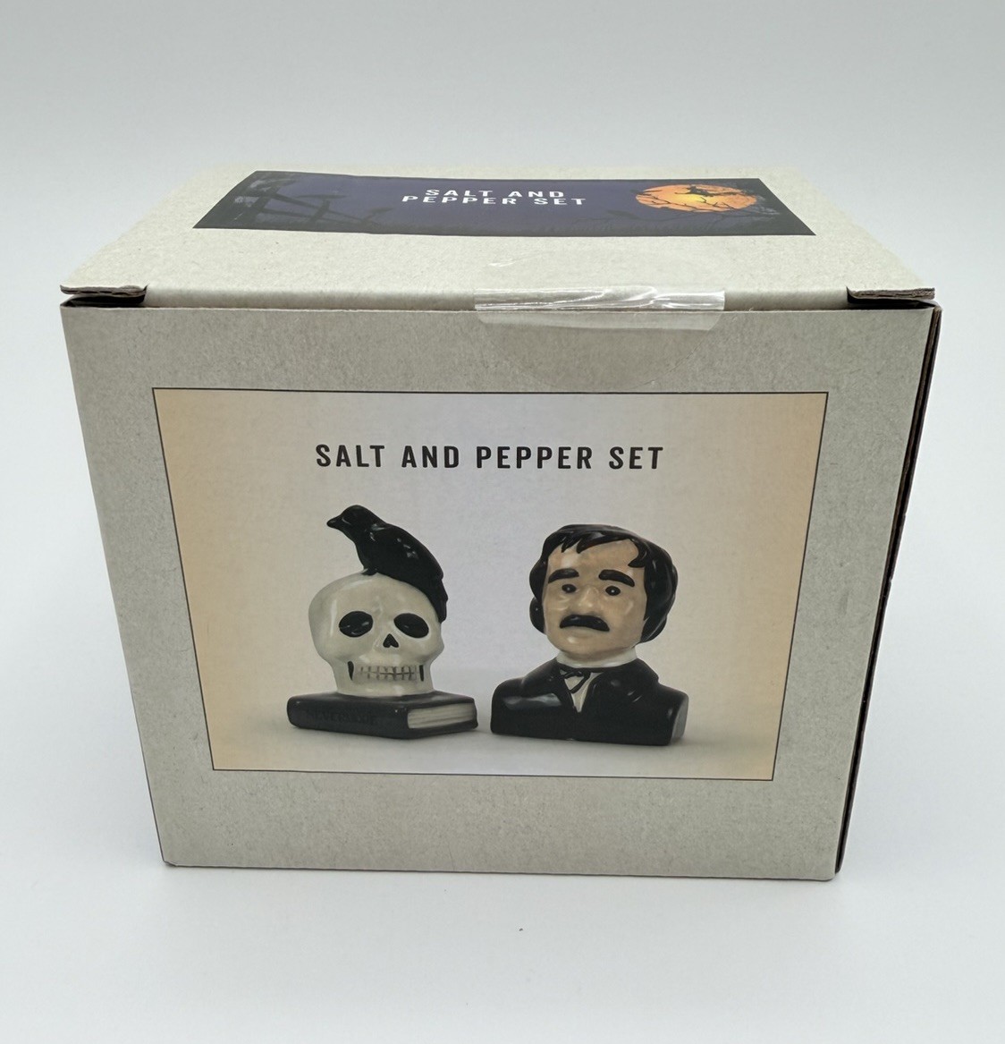 Cracker Barrel Edgar Allen Poe & Raven Skull Book Salt & Pepper Shaker Set 2026
