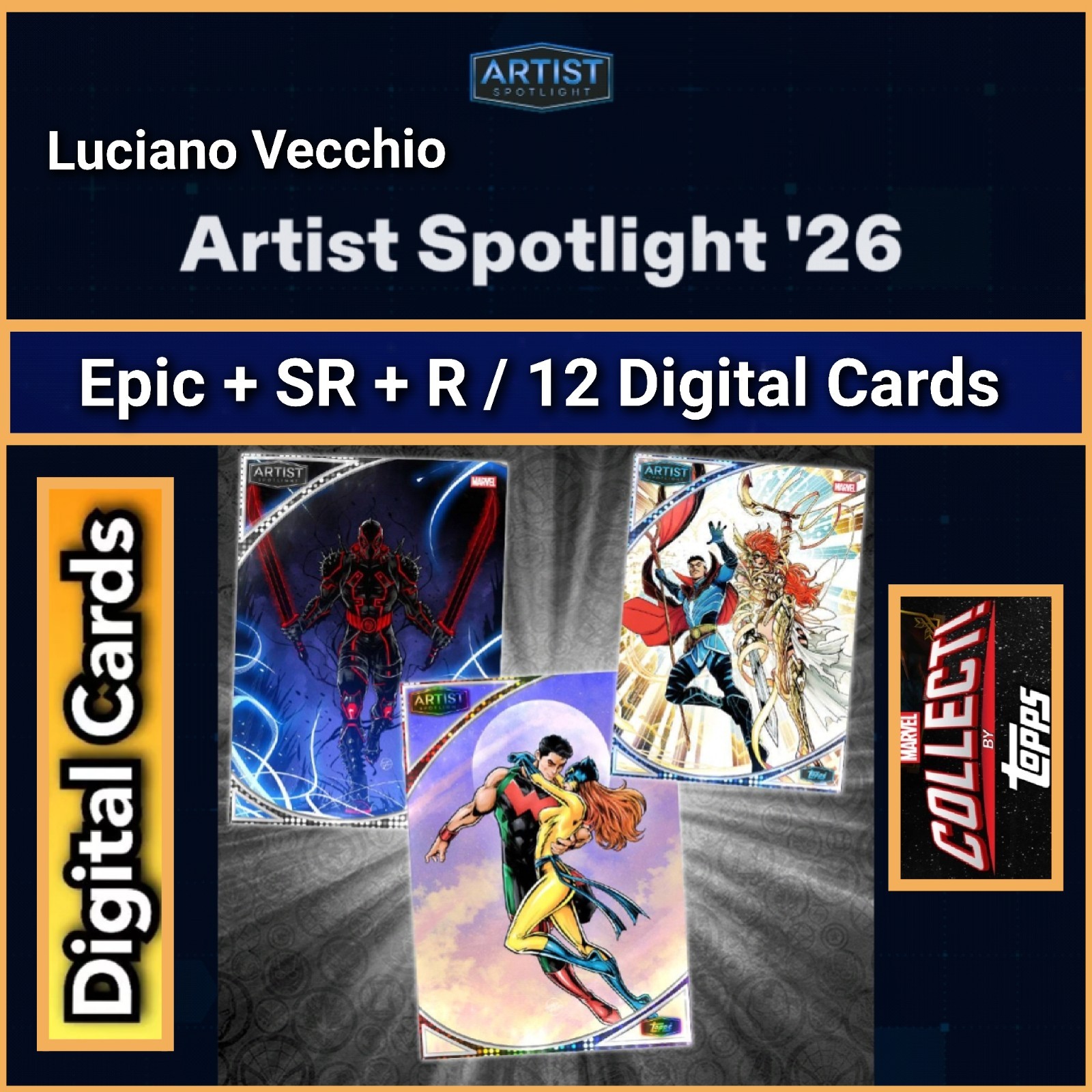 Topps Marvel Collect Artist Spotlight 26 Luciano Vecchio Epic+SR+R 12 Card Set