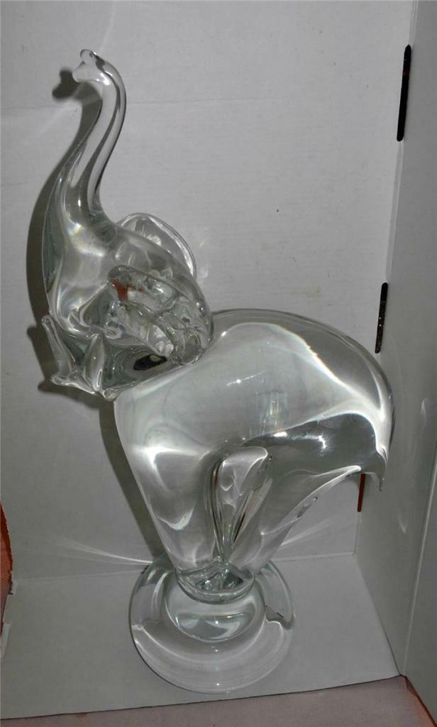 1960S LUCIO ZANETTI CLEAR GLASS TRUMPING ELEPHANT