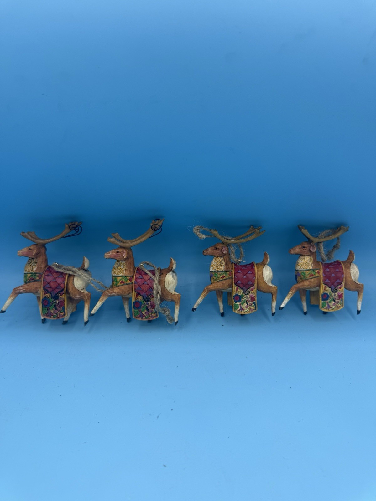 4 Rare Jim Shore Reindeer Hanging Ornaments Heartwood Creek Enesco Retired