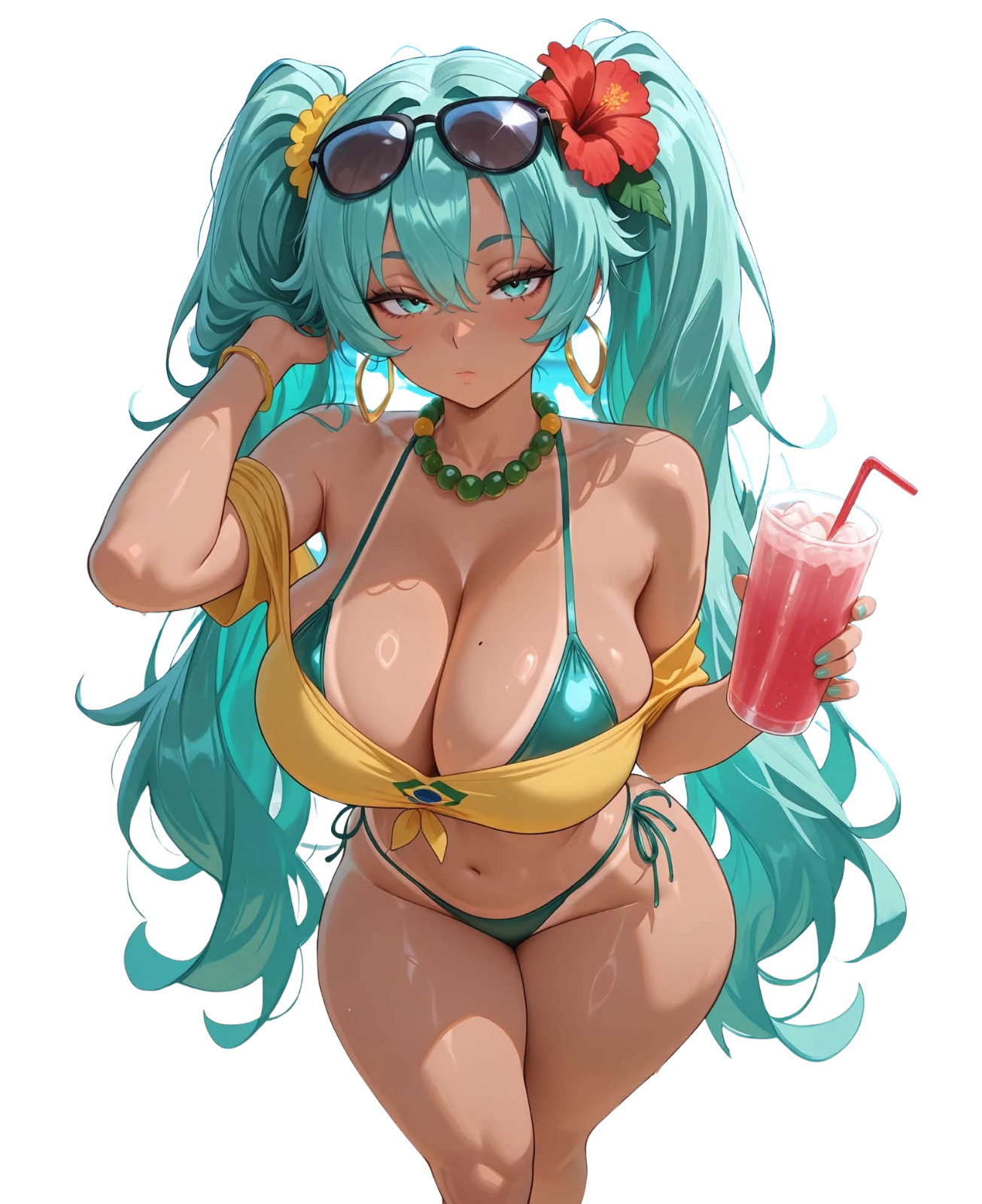 Brazilian Miku Bikini Anime Die-Cut Sticker 4.5