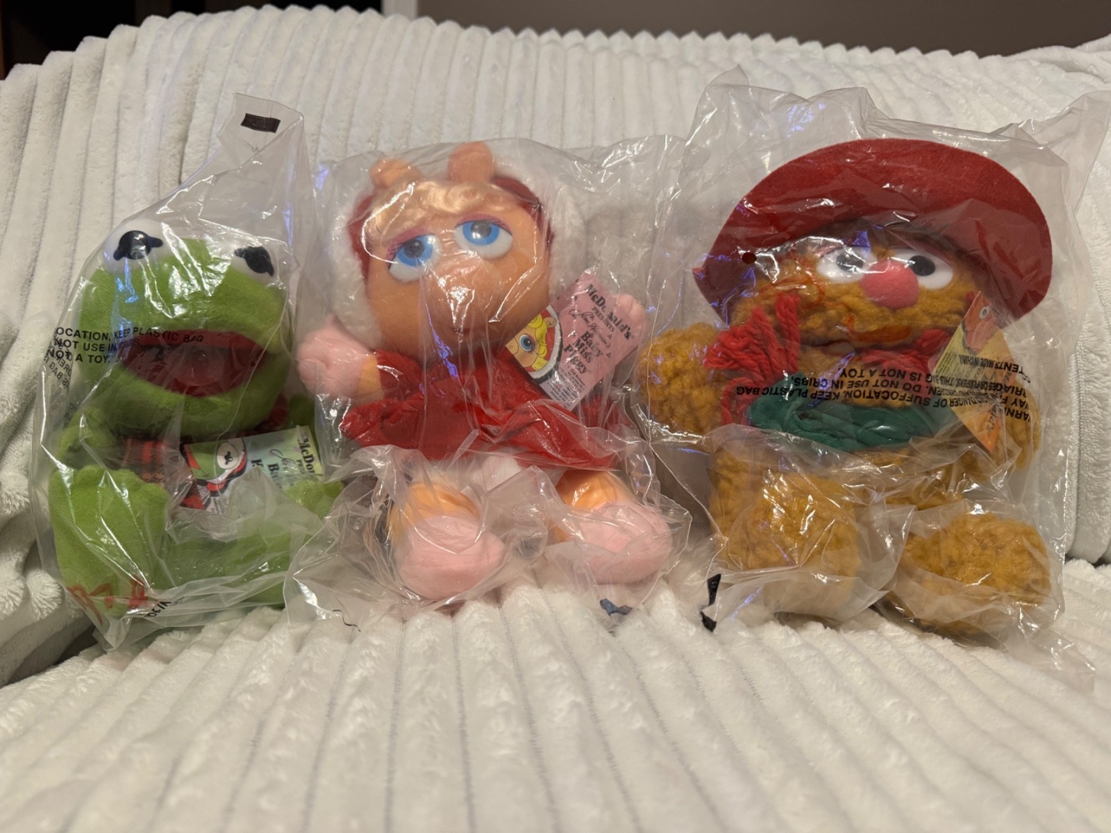 Vintage 1988 McDonalds Baby Muppets With Tags- Kermit, Fozzie, Miss Piggy