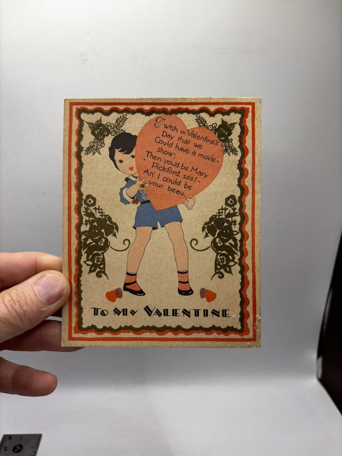 Antique Valentine’s Day Card | 1900-1940 | Mary Pickford Valentine | 4.5” VGC