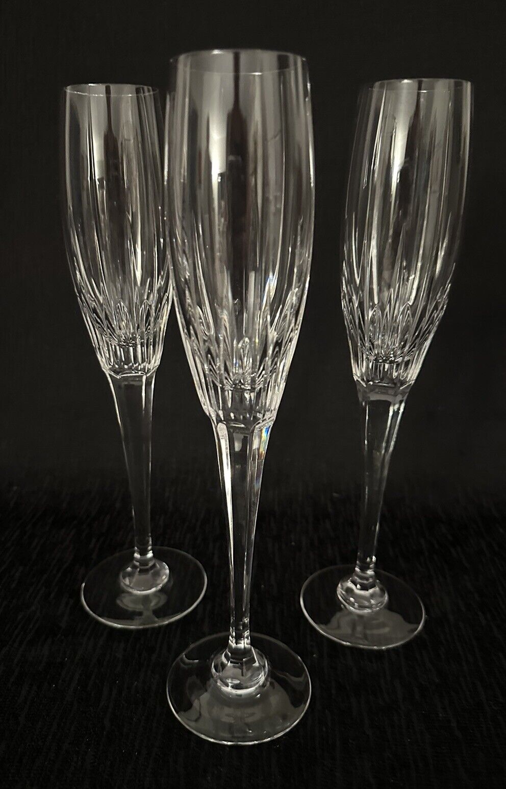 VNTG Mikasa Artic Lights Crystal Champagne Flutes 103/4 Inches Blown Glass Set/3