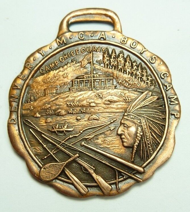 1947 YMCA CHECKERS CAMP CHIEF OURAY DENVER Fob Medallion Award Medal Medallion