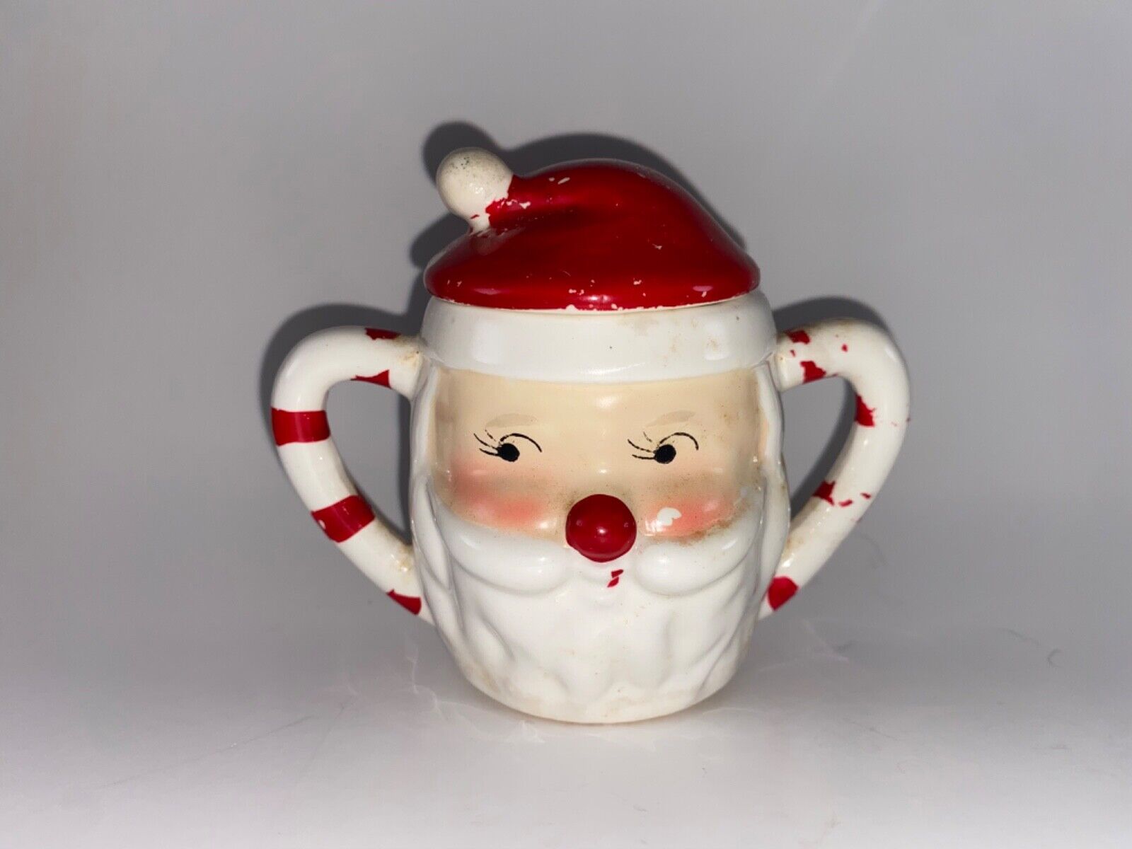 Vintage Lefton Christmas Santa Sugar Bowl antique collectible 