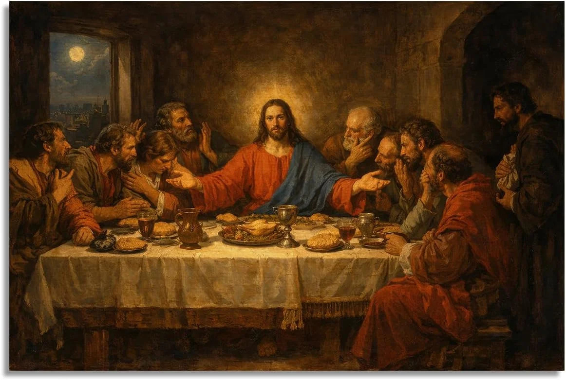 The Last Supper Jesus Canvas Wall Art, Good Friday Religious Poster, The Crucifi