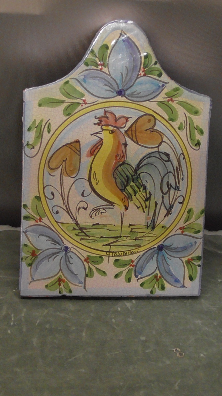 Italian Rooster Trivit hotplate, wall hanging made in Italy for Vietri