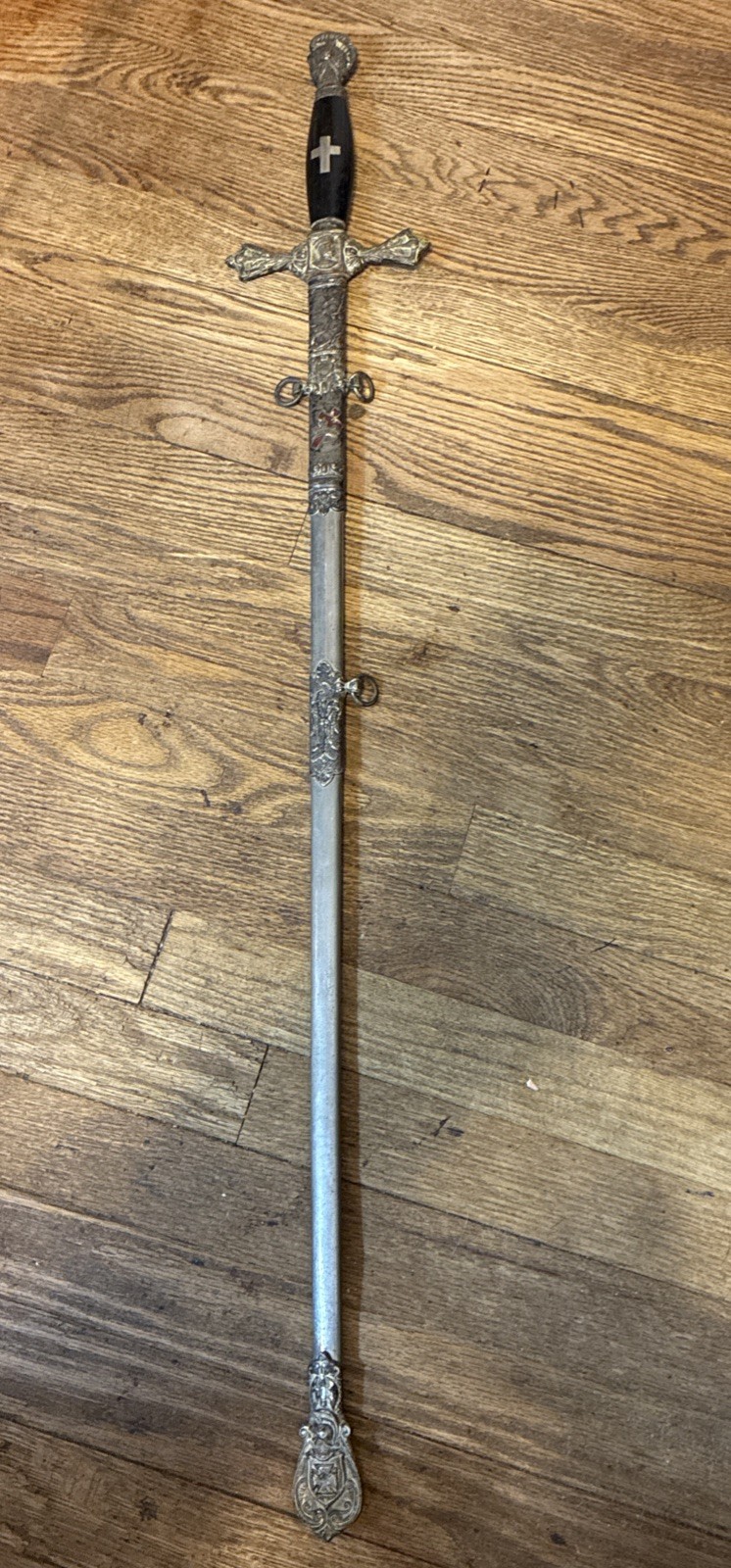 Vtg Pettibone Bros. USA Knights Templar Ceremonial Sword W/Sheath Union Label. Vtg Pettibone Bros. USA Knights Templar Ceremonial Sword W/Sheath Union Label.