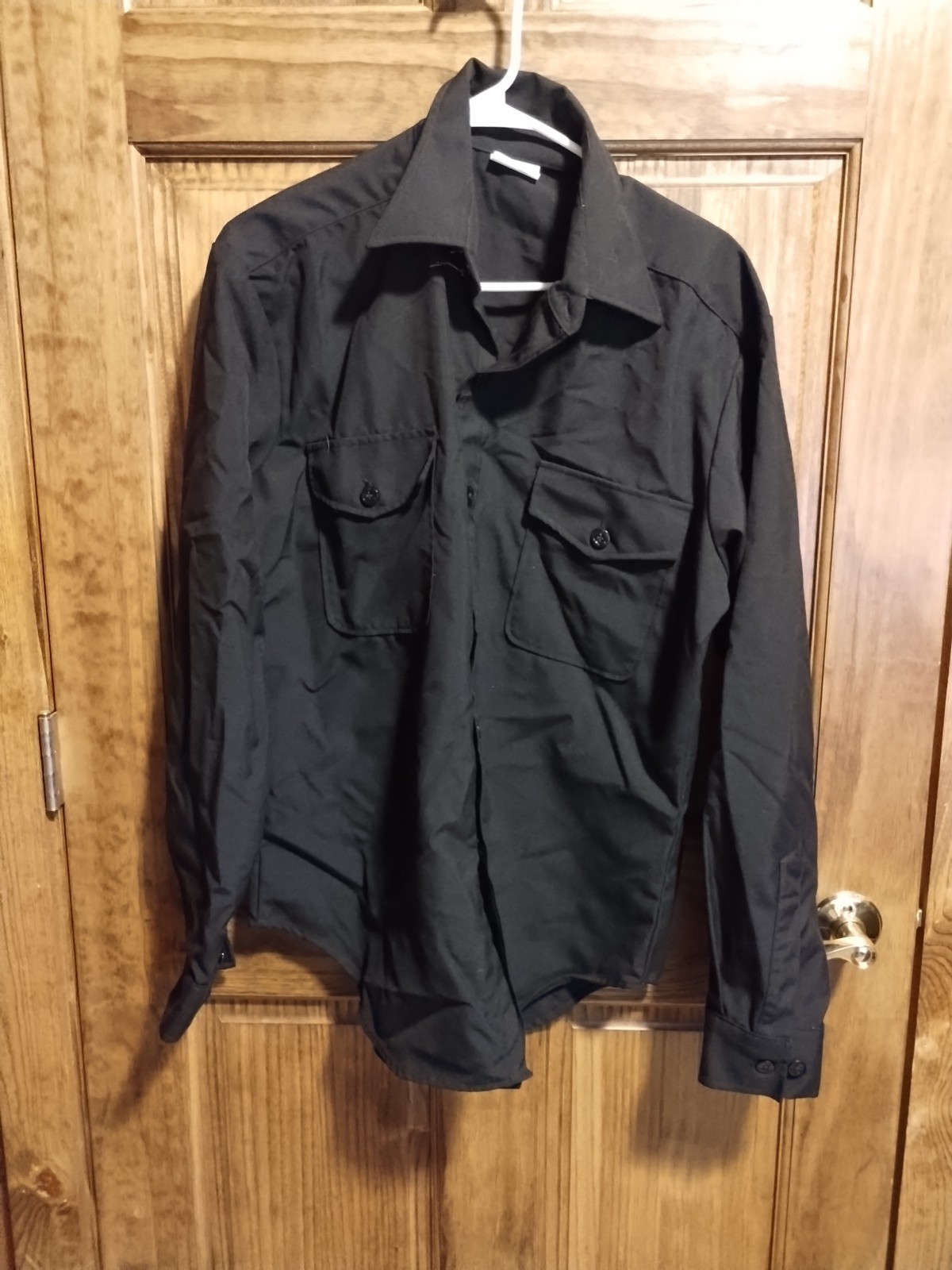 Vintage US Navy man's Dress shirt, Black size 16.5x36