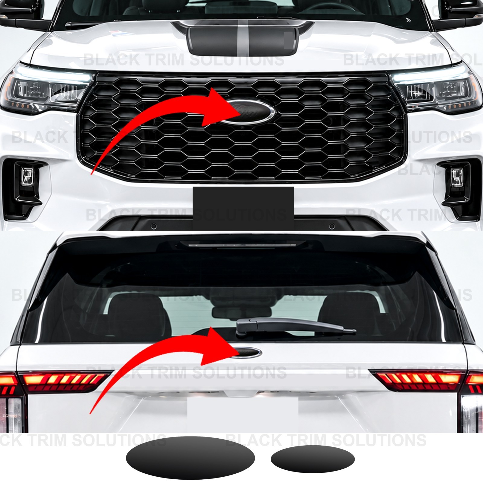 Matte Black Oval DECALS Front & Rear VINYL Overlay Emblem For Explorer 2025-2026