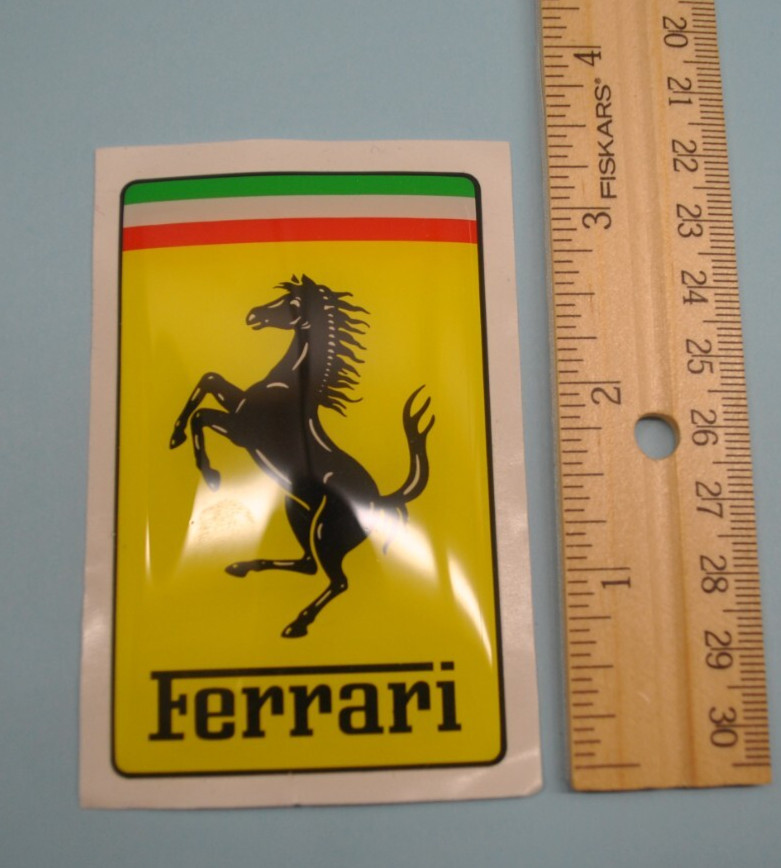 FERRARI GENUINE LARGE RECTANGULAR RESIN COATED EMBLEM STICKER FERRARI GENUINE LARGE RECTANGULAR RESIN COATED EMBLEM STICKER