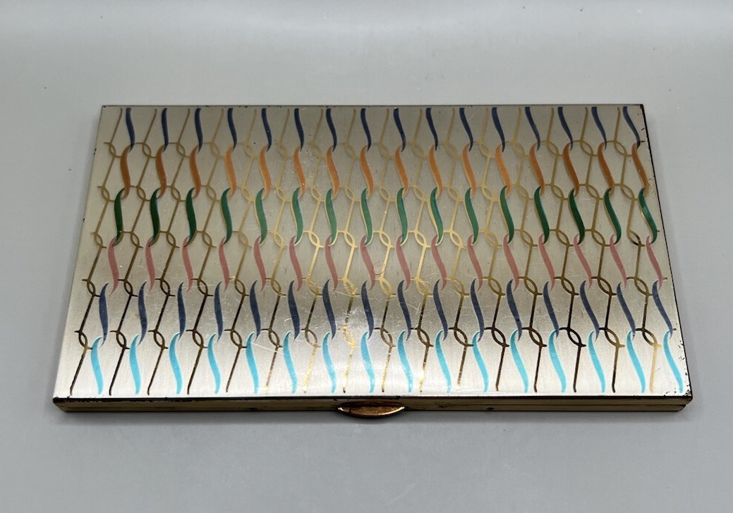 Vintage Goldtone Etched Cigarette Case Wadsworth USA 3x5\