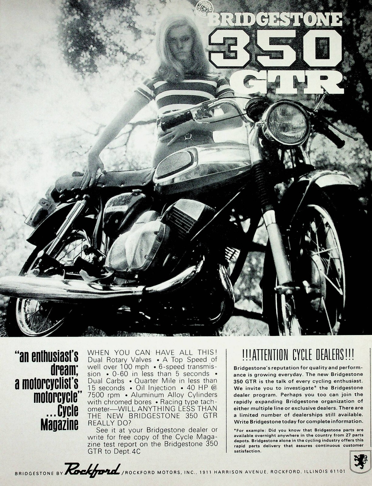 1968 Bridgestone 350 GTR - Vintage Motorcycle Ad 1968 Bridgestone 350 GTR - Vintage Motorcycle Ad