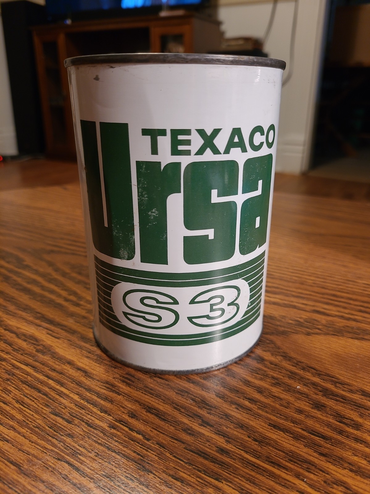 NOS Vintage Texaco 1 Quart Oil Metal Can URSA S3, 10 1961 SAE 20-20