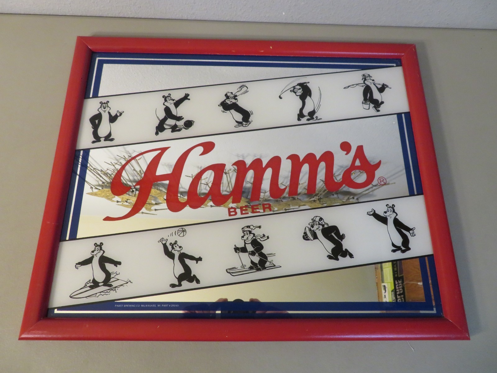 Vintage Pabst Hamm\'s Beer Sports Mirror  21 1/2\