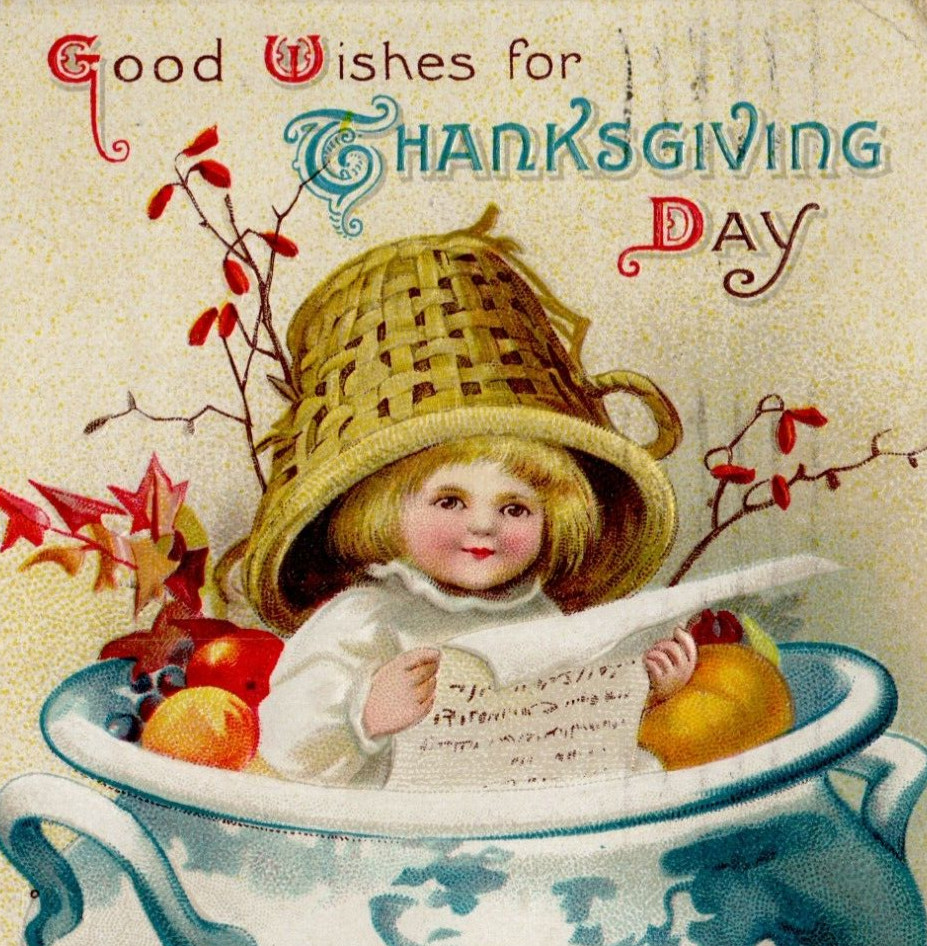 Ellen Clapsaddle Good Wishes for Thanksgiving Day IAP Co. Germany 1915 postcard