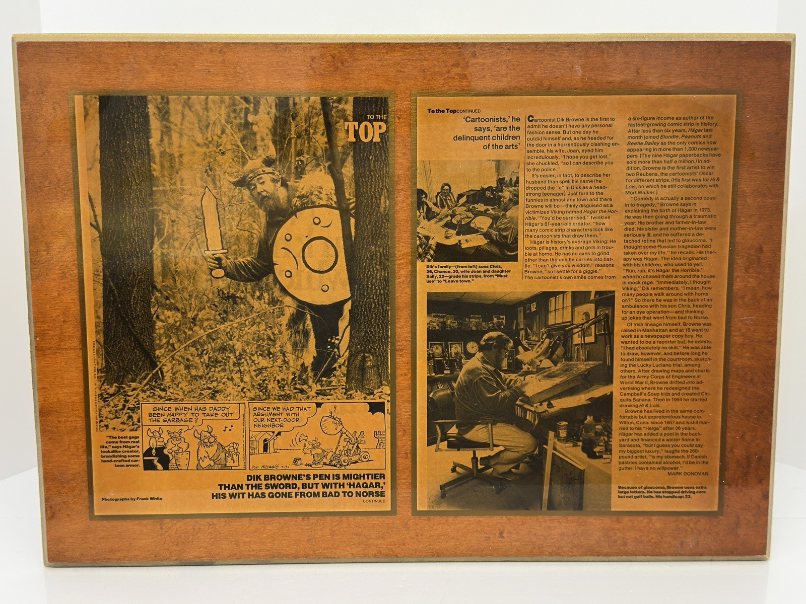 Vtg 1978 Dik Browne Hagar the Horrible Studio Wood Display Plaque Chris Browne
