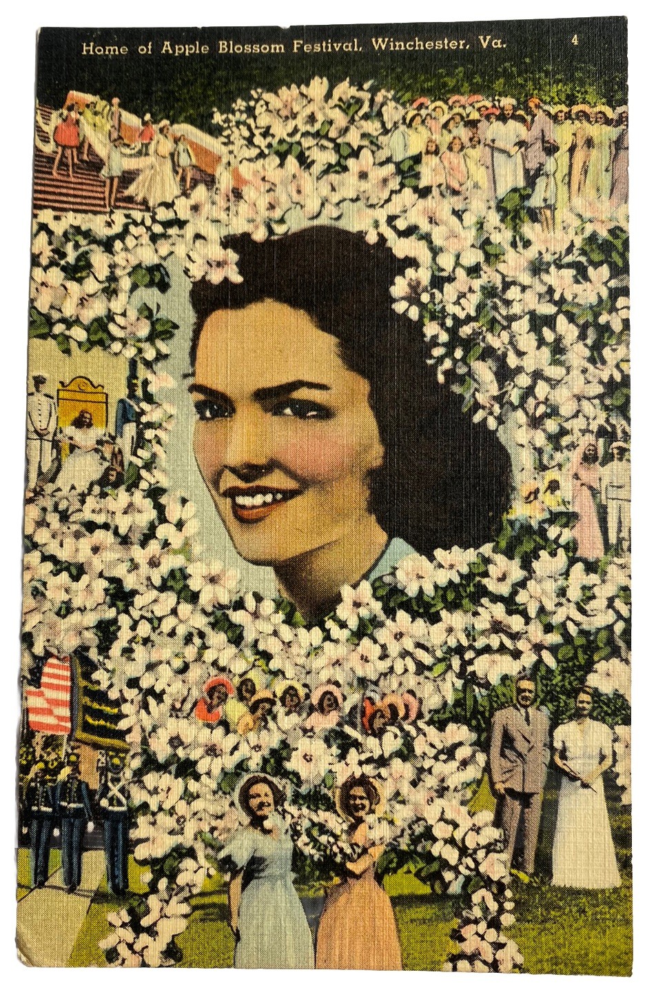 Apple Blossom Festival Scenes ~ Winchester Virginia ~ Vintage 1940s Postcard