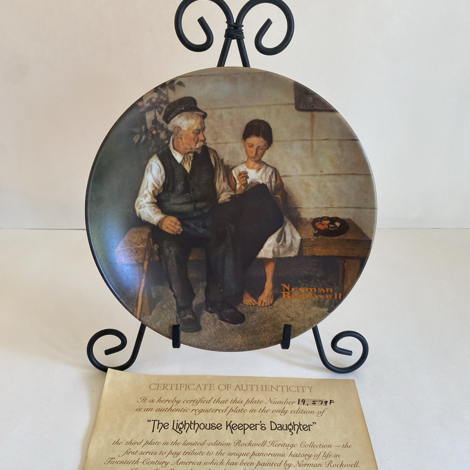 1979 The Lighthouse Keeper\'s Daughter Norman Rockwell Knowles Collectible COA