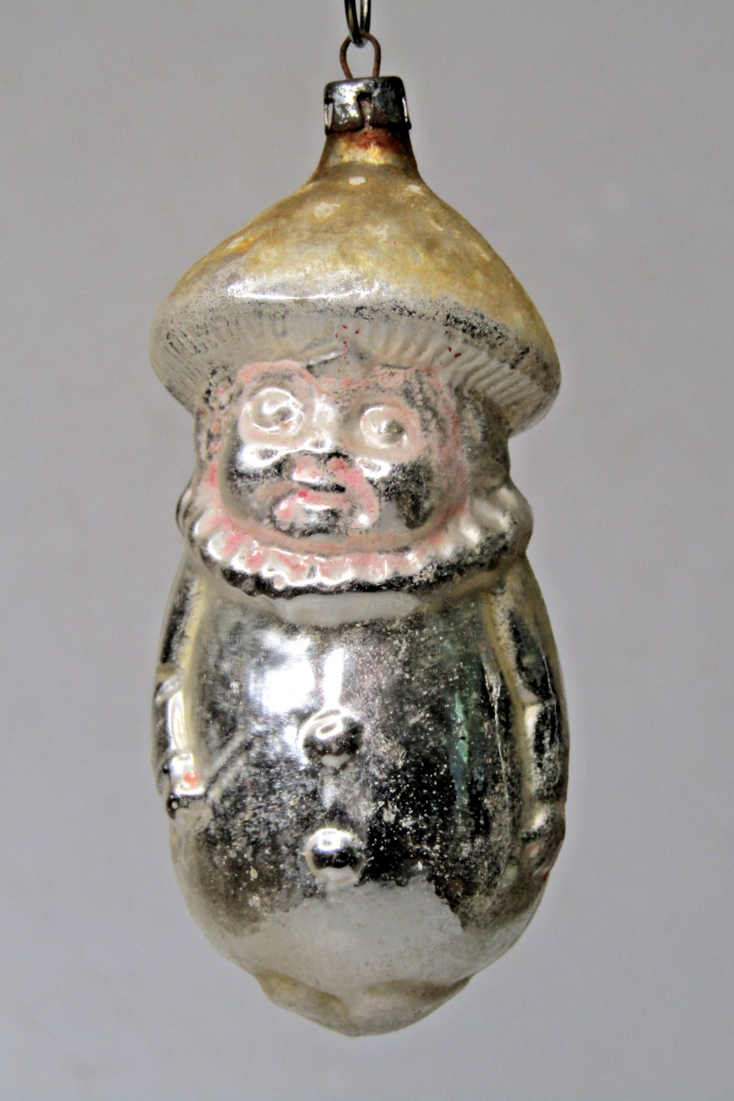 Antique VTG Glass Embossed MUSHROOM Clown Figurine Christmas Ornament Germany