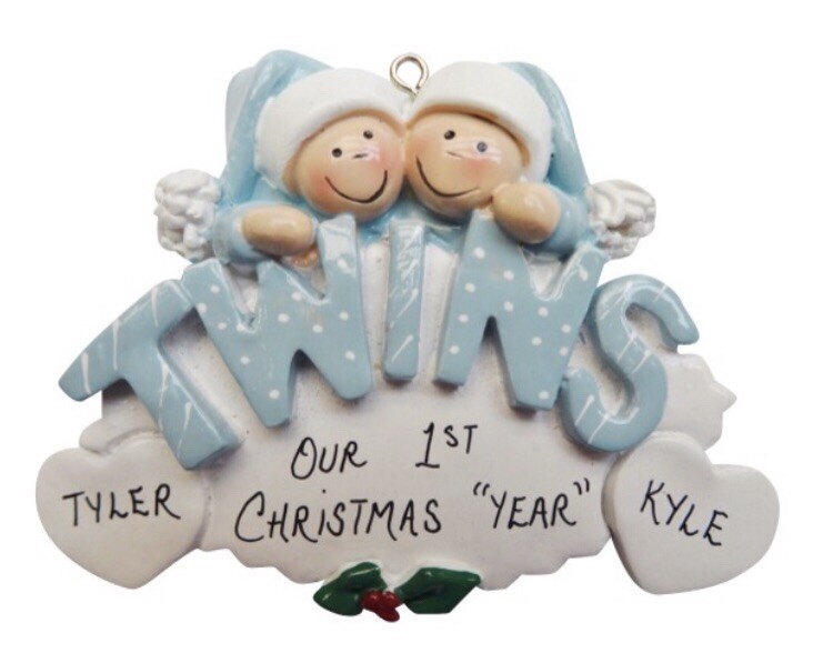 Personalized Baby Boy / Girl Twins Christmas Ornament 