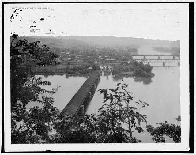 Photo:Northumberland Pennsylvania 1900s Susquehanna River Bridge Town View