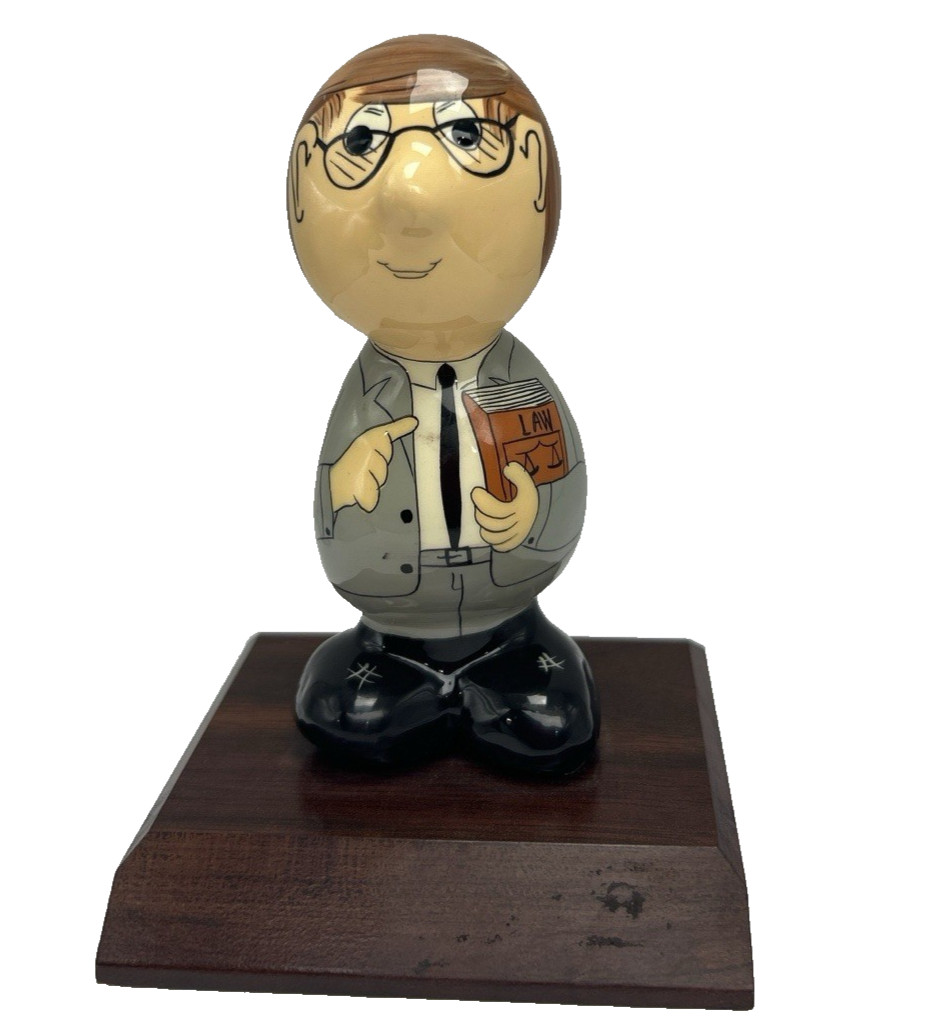 Vintage 1991 Signed Gustavo Lawyer Figurine Desk Decor Caricature Statue Vintage 1991 Signed Gustavo Lawyer Figurine Desk Decor Caricature Statue