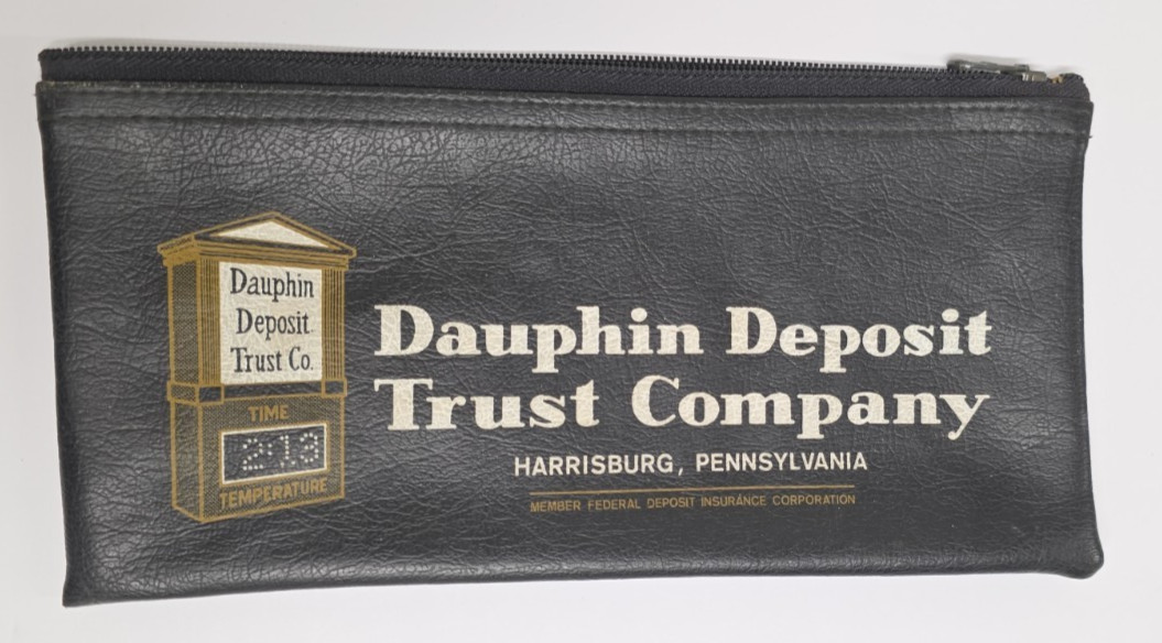 Vintage Dauphin Deposit Trust Co Harrisburg PA Zipper Money Bag 10x6 Vintage Dauphin Deposit Trust Co Harrisburg PA Zipper Money Bag 10x6
