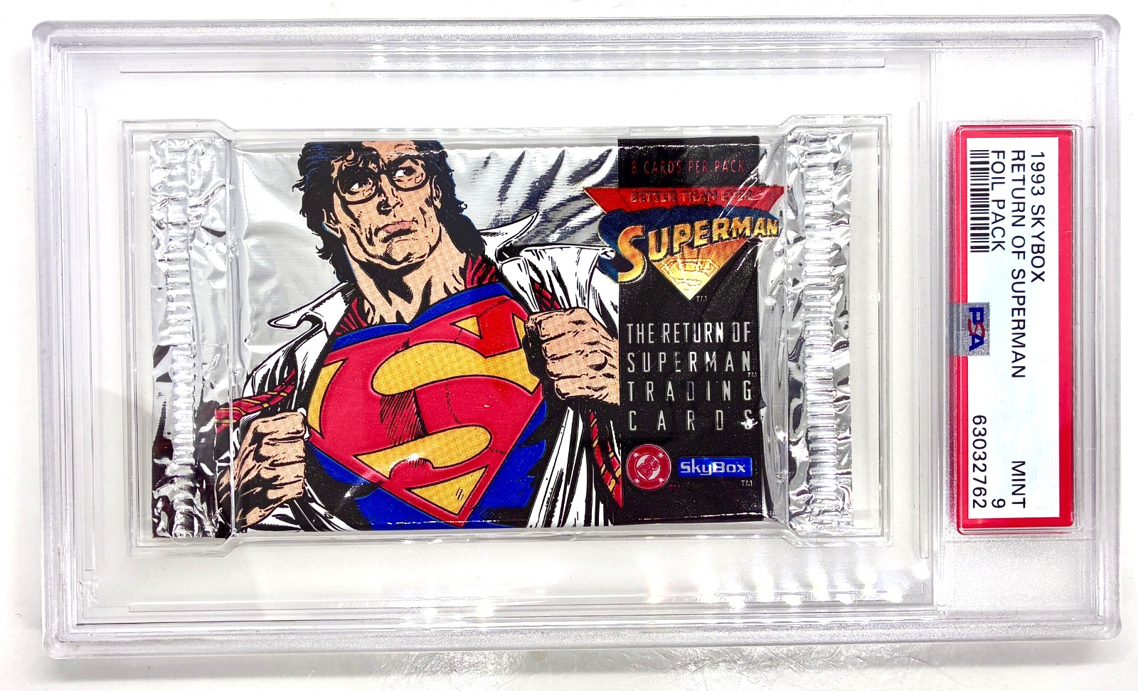 1993 SKYBOX RETURN OF SUPERMAN FOIL PACK GRADED PSA 9 MINT ENCAPSULATED