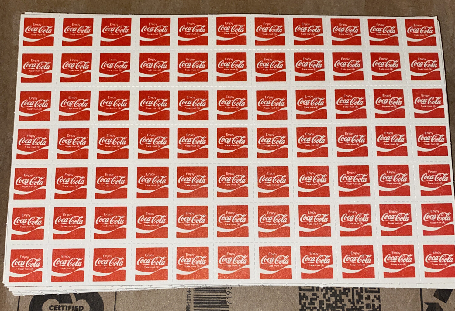 Rare Vintage Coca Cola labels uncut sheet advertising 5.5 inches by 8.5 inches