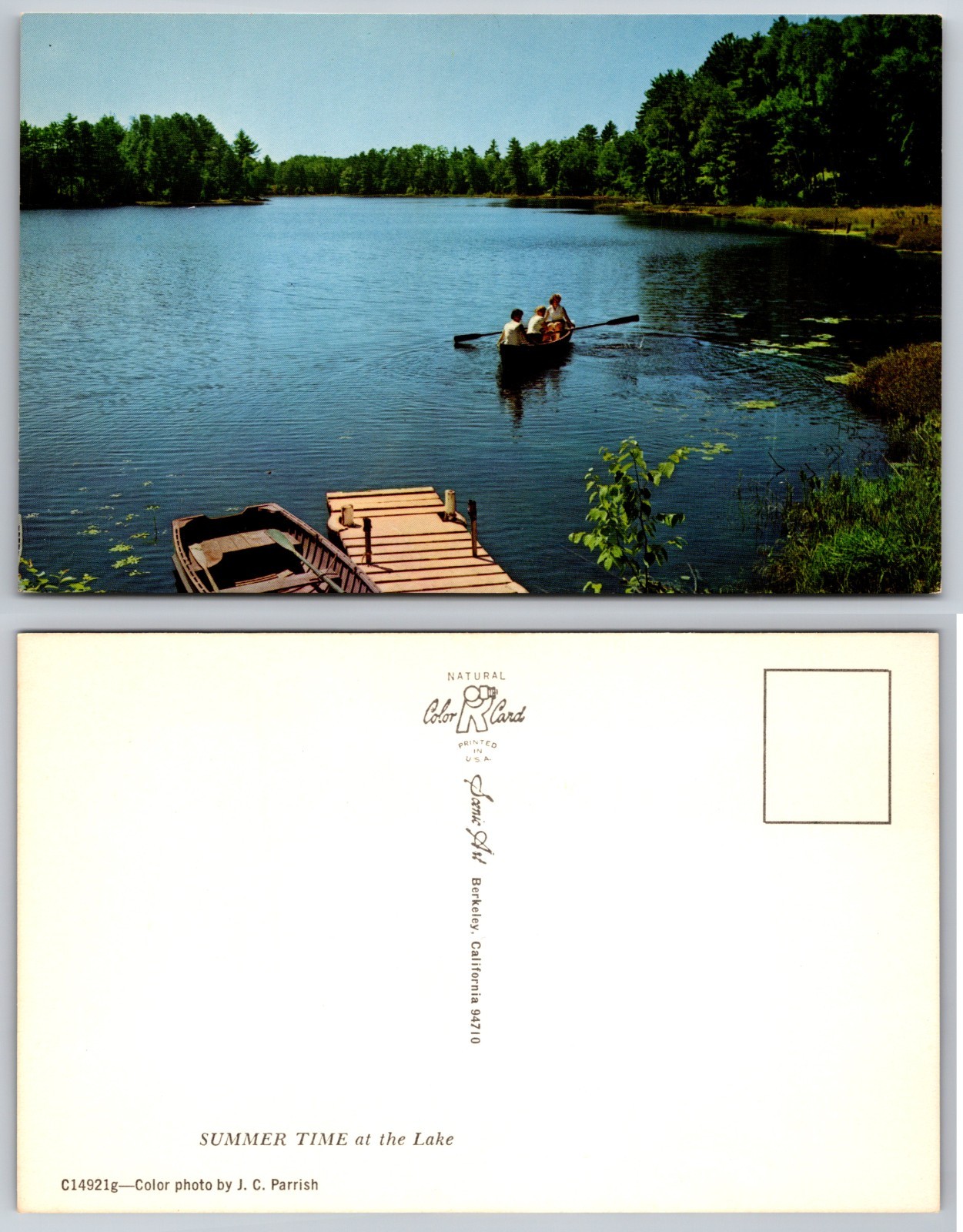 Rowboat Lake Reflections Summer Time Postcard