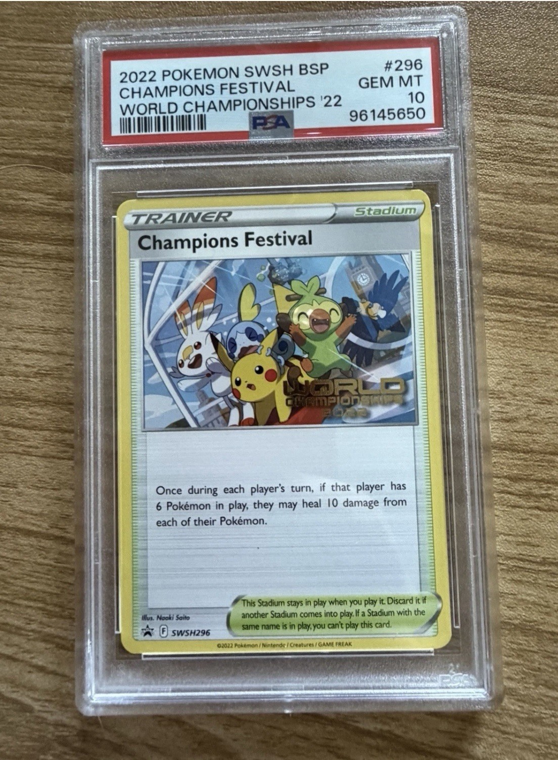 Pokemon Champions Festival  2022 World Championship Promo #296 PSA 10
