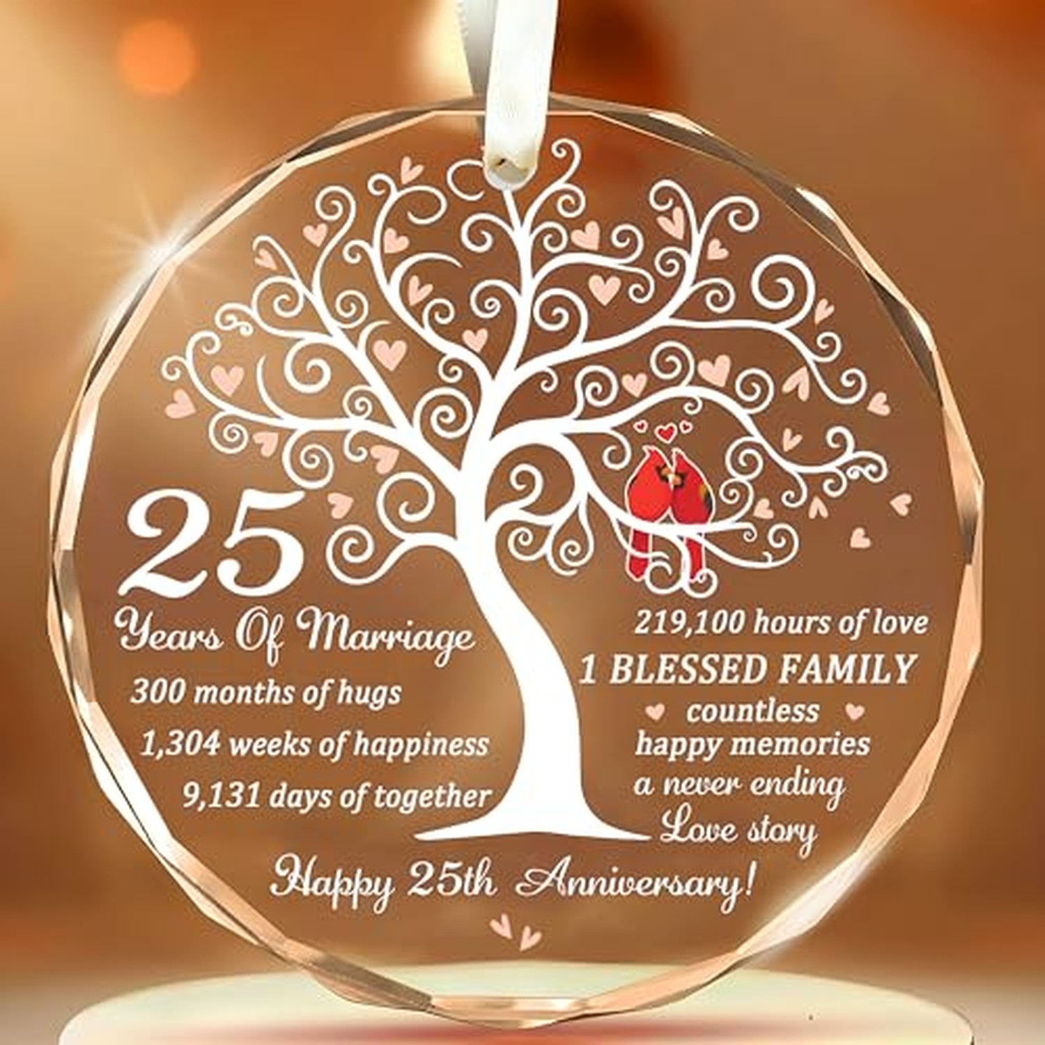 25th Wedding Anniversary Ornament - Gift for 25th Anniversary - Silver Annive...