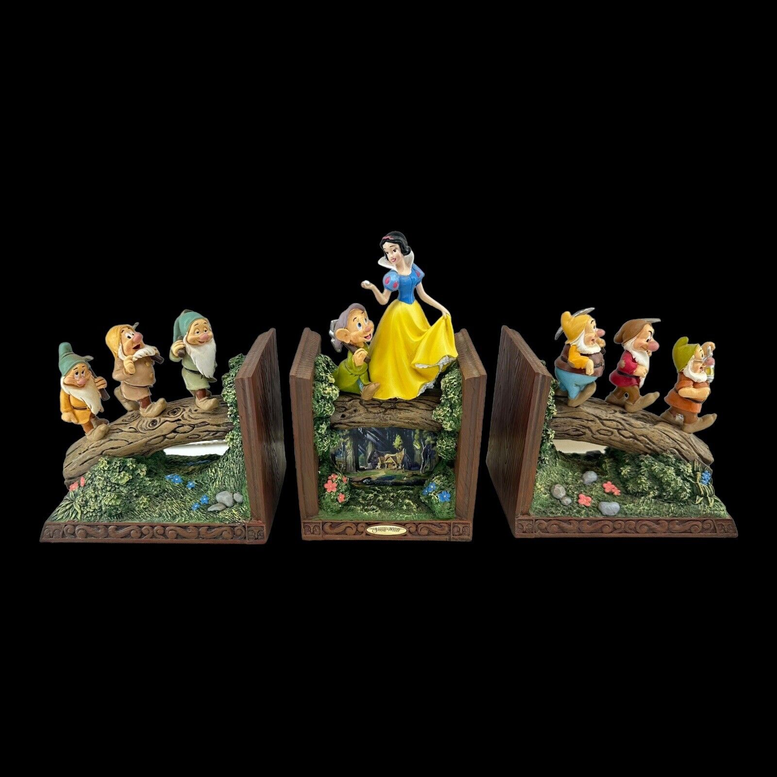 3 Piece Snow White & The Seven Dwarfs Heirloom Bookends Bradford Exchange Disney